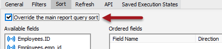 Override the main report query checkbox.